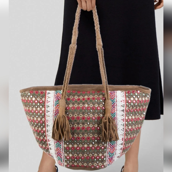 Boho Leather Bag Purse Shashi Revolve Anthropologie Long Tote Motoboho Festival - Picture 2 of 7